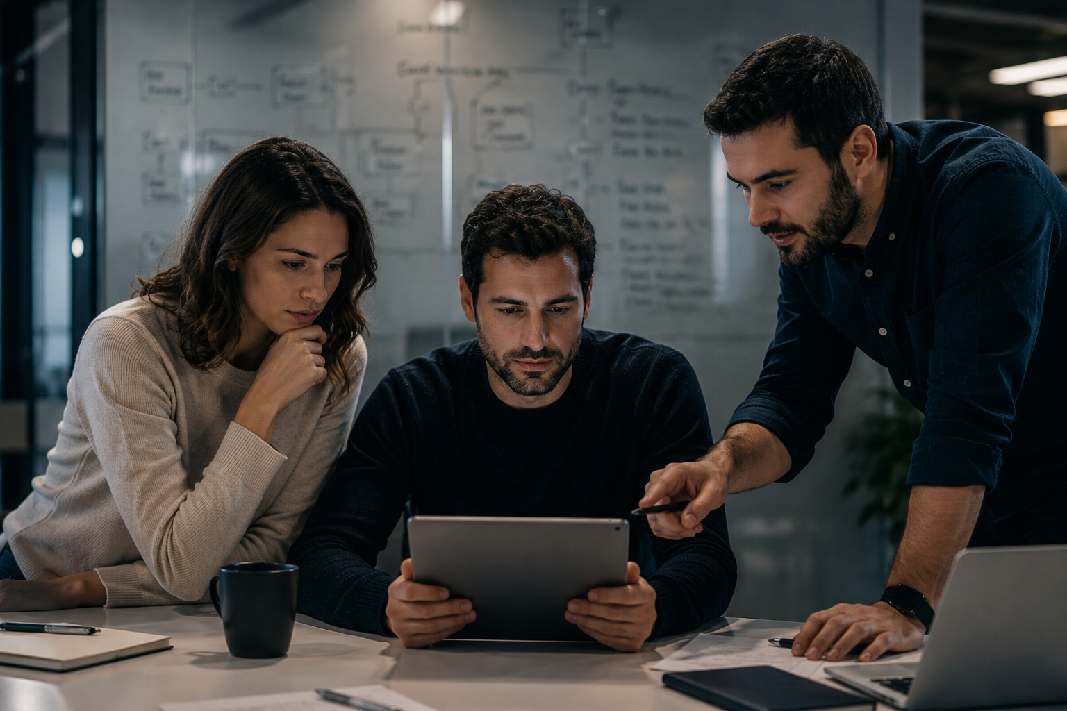 Equipo revisando y aprobando una decisión operativa
